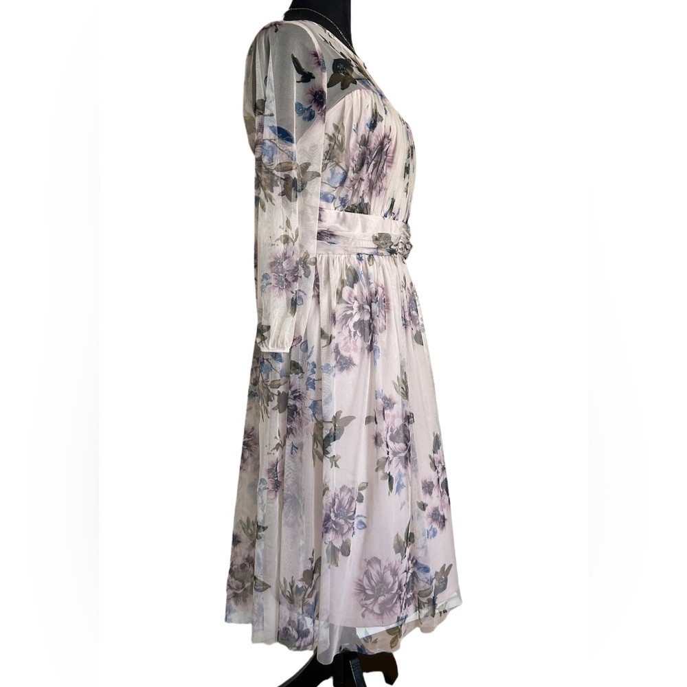 Candalite Woman’s Medium Long-Sleeve Chiffon Mesh
Floral Colorful Midi Dress - Picture 5 of 9